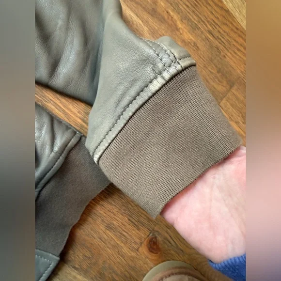 All Saints Olive Leather Jacket - Picture 3 of 11